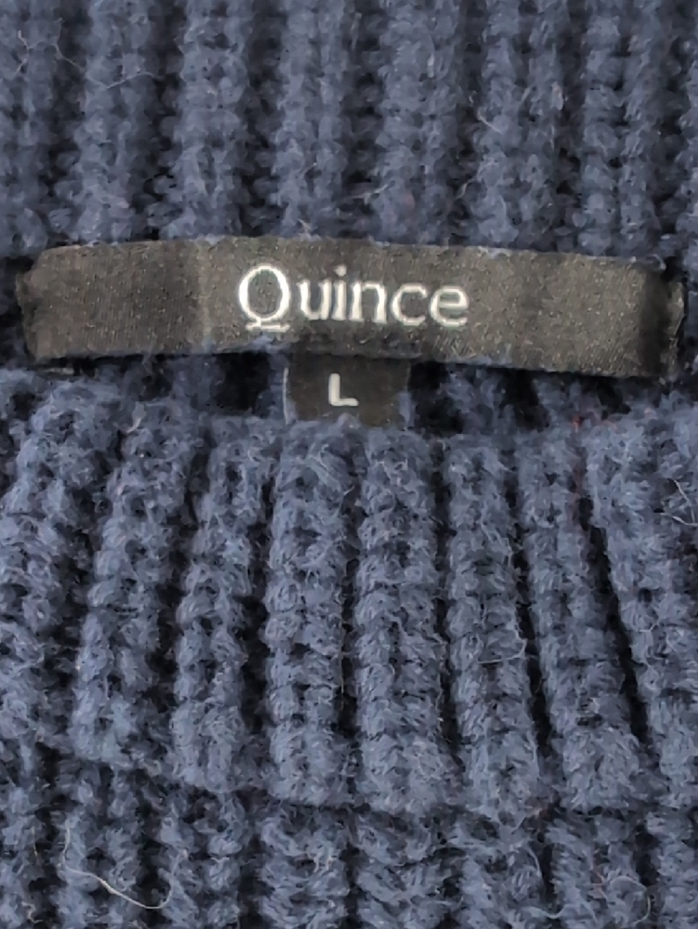 Quince Woman's Navy Ribbed Pullover Sweater 100% Cotton - Picture 3 of 10